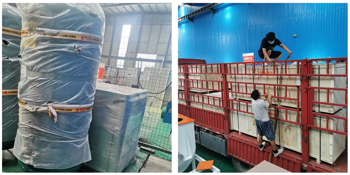 5臺(tái)脈沖除塵器，2條皮帶輸送機(jī)，22kw空壓機(jī)已發(fā)往巴拉圭 